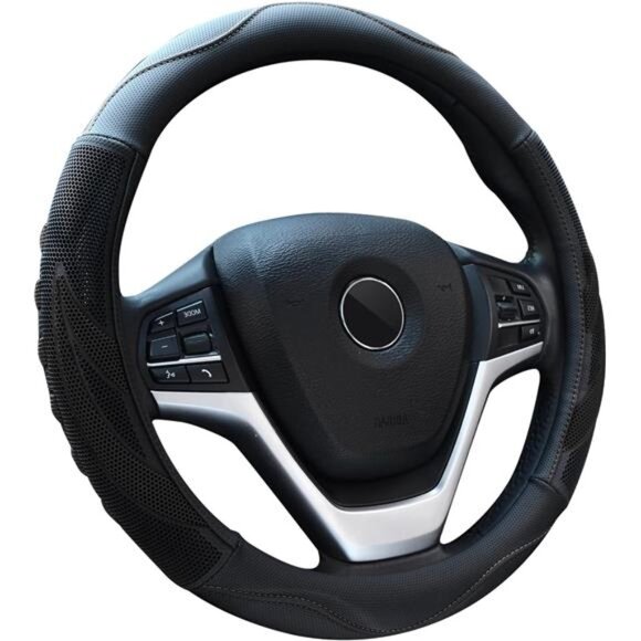 Breathable Auto Car Steering Wheel Cover for Men and Women Microfiber Leather - Picture 1 of 7